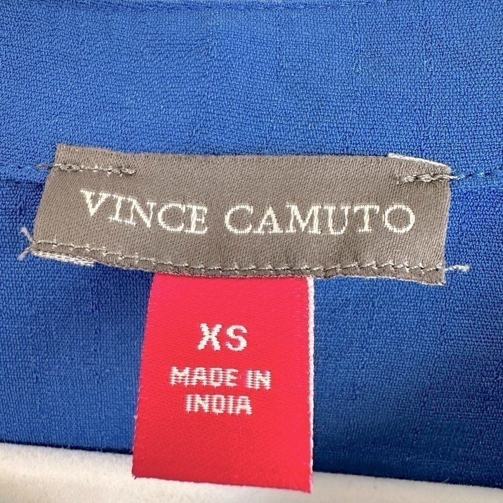 NWT Vince Camuto Split Neck Ruffle Sleeve Blouse Deep Azure Size XS - Picture 11 of 15